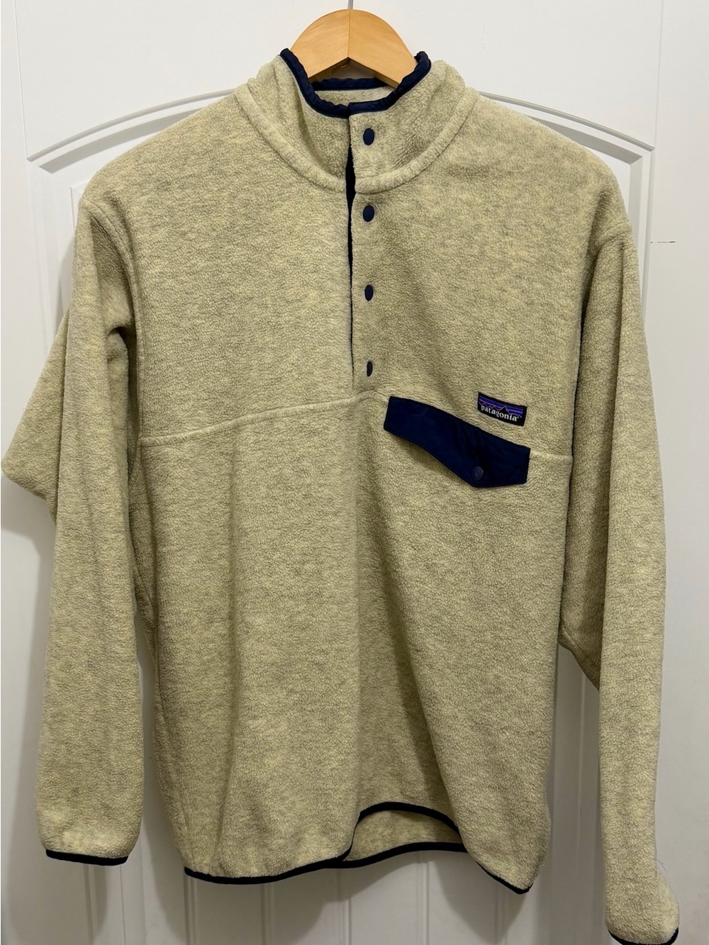 Patagonia Men's Synchilla Snap-T Pullover, Size M, Oatmeal Heather Blue, 25450